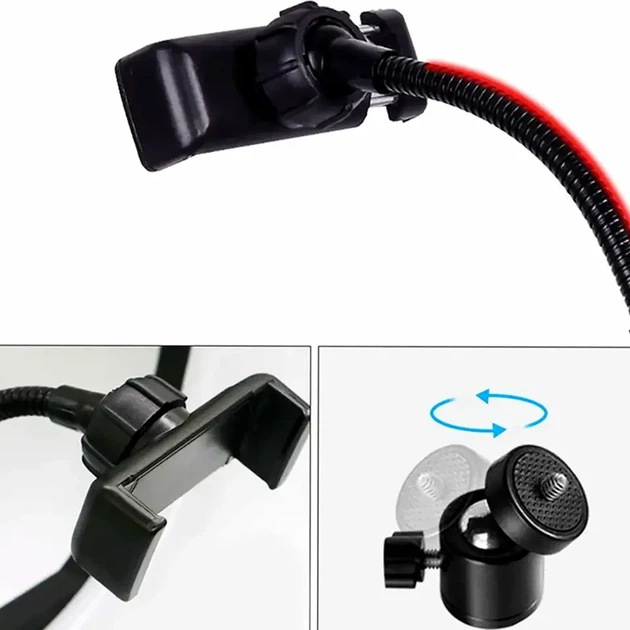 Кольцевая RGB лампа 20 см 25Вт USB с держателем для телефона MJ20 для селфи и видеосъемки - Фото 5 Кольцевая RGB лампа 20 см 25Вт USB с держателем для телефона MJ20 для селфи и видеосъемки - изображение 5
