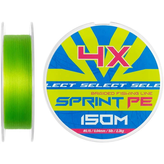 Шнур Select Sprint PE 4X Light Green 150m #0.15/0.04mm 5lb/2.3kg - Фото 1 Шнур Select Sprint PE 4X Light Green 150m #0.15/0.04mm 5lb/2.3kg - изображение 1