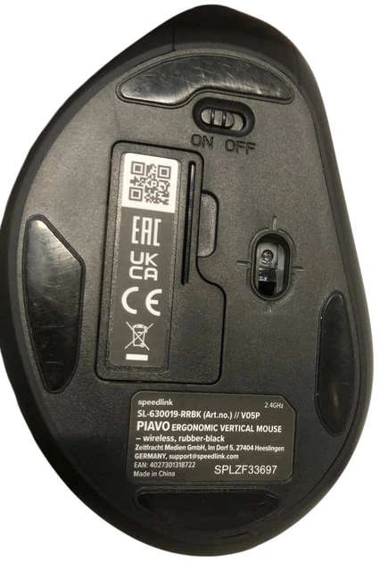 Mysz Speedlink Piavo Ergonomic Vertical Wireless Black (SL-630019-RRBK) (955555911851945) - Outlet - obraz 2