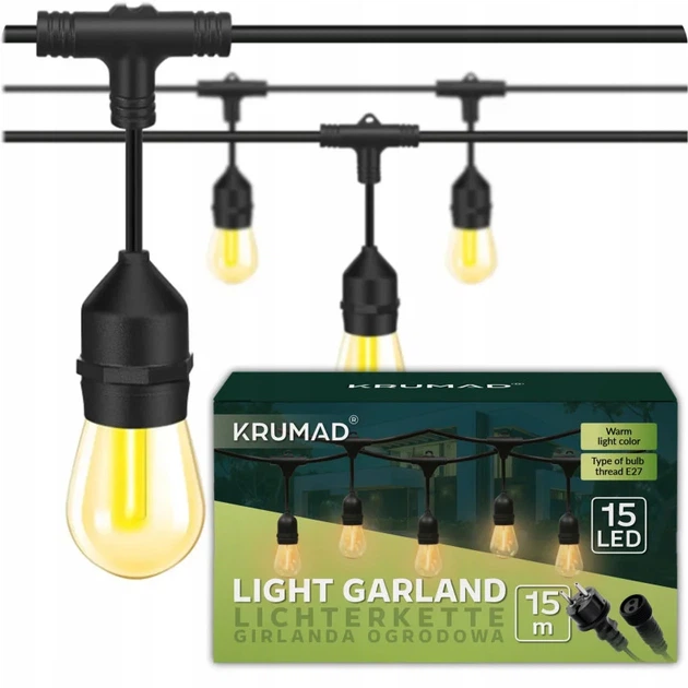 Світлодіодна вулична гірлянда KRUMAD 15м E27 1W KMDW7 - изображение 2