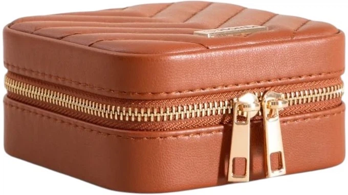 Шкатулка для прикрас Homla Rinas з прошиттям у вигляді ялинки коричнева 10,5x10,5x5 см (5906496752827) - зображення 2