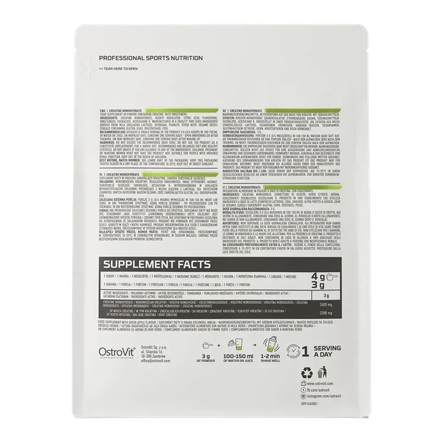 Креатин моногидрат OstroVit Creatine Monohydrate 300 г Яблоко - Фото 3 Креатин моногидрат OstroVit Creatine Monohydrate 300 г Яблоко - изображение 3