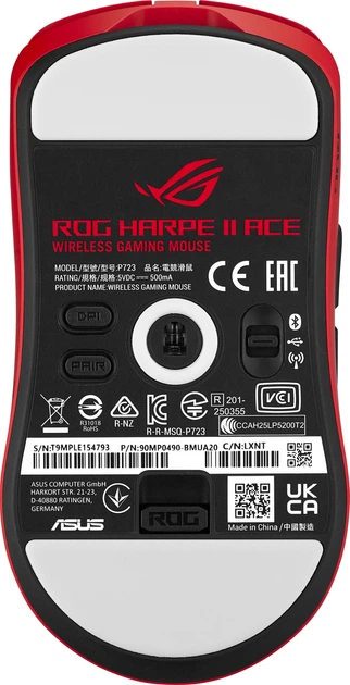 Мышь ASUS ROG Harpe II Ace Bluetooth/Wireless/USB Lava Red (90MP0490-BMUA20) - Фото 4 Мышь ASUS ROG Harpe II Ace Bluetooth/Wireless/USB Lava Red (90MP0490-BMUA20) - изображение 4