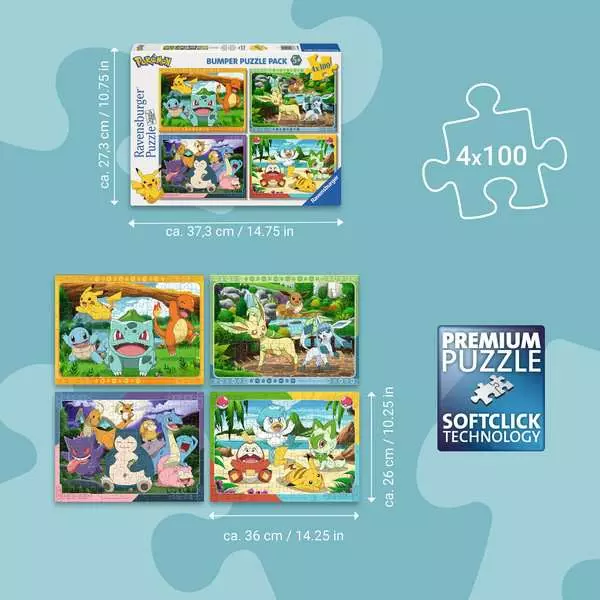Пазл Ravensburger Pokemon набір 4 x 100 елементів 12004286 (4005555042860) - зображення 7