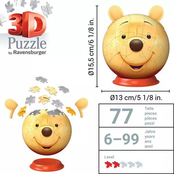 Пазл 3D Ravensburger Куля Winnie the Pooh з вушками 72 елементи 12008070 (4005555080701) - зображення 3