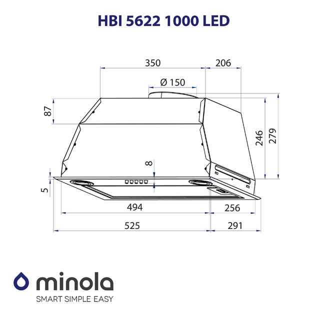 Витяжка MINOLA HBI 5622 BLF 1000 LED - Фото 9 Витяжка MINOLA HBI 5622 BLF 1000 LED - зображення 9