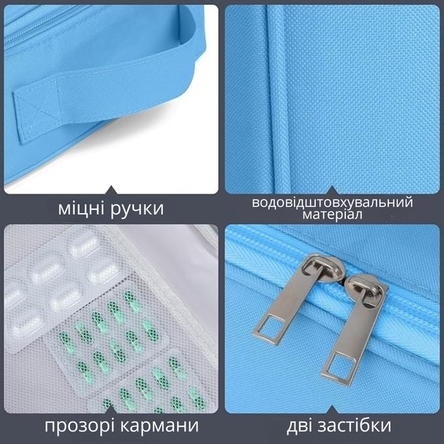 Комплект сумок для медикаментів дорожні 2шт блакитний - Фото 9 Комплект сумок для медикаментів дорожні 2шт блакитний - зображення 9