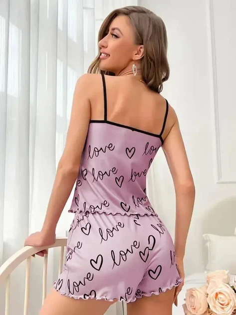 Пижама из стрейча с шортами и топом 2XL-3XL фиолетовый (41/20) - изображение 2