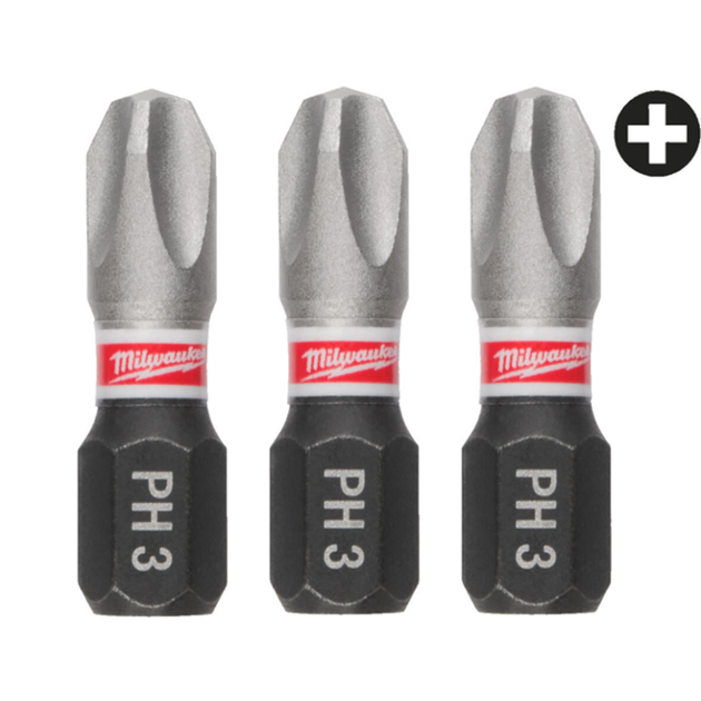 Бита SHOCKWAVE MILWAUKEE, PH3, 25мм, (3шт) - Фото 1 Бита SHOCKWAVE MILWAUKEE, PH3, 25мм, (3шт) - изображение 1