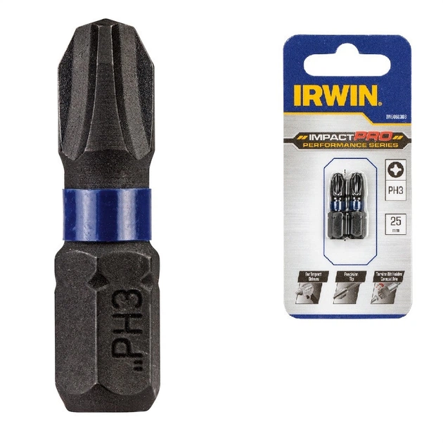 Бита IMPACT PRO 1/4"/25мм PH3 2шт, IRWIN - Фото 1 Бита IMPACT PRO 1/4"/25мм PH3 2шт, IRWIN - изображение 1