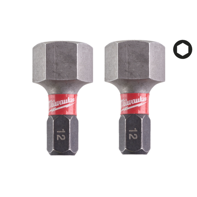 Біта SHOCKWAVE MILWAUKEE, Hex12, 25мм, (2шт) - Фото 1 Біта SHOCKWAVE MILWAUKEE, Hex12, 25мм, (2шт) - изображение 1