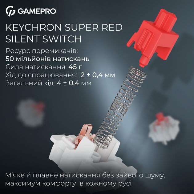 Клавіатура бездротова GamePro Asgard Drakkar Keychron Super Red Switch Wireless/Bluetooth/USB Black (MK305BK) - Фото 9 Клавіатура бездротова GamePro Asgard Drakkar Keychron Super Red Switch Wireless/Bluetooth/USB Black (MK305BK) - изображение 9