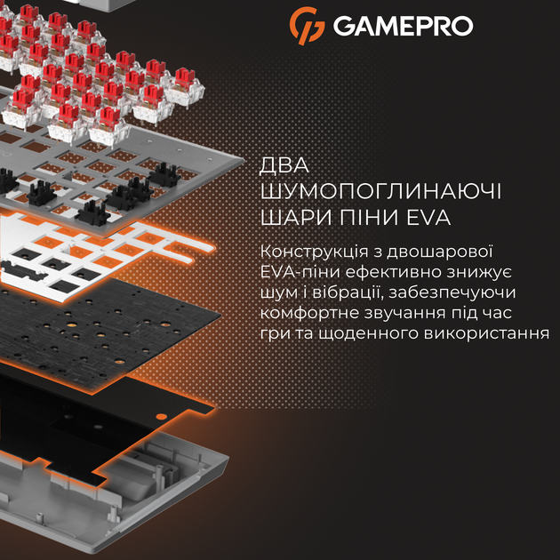 Дротова механічна клавіатура GamePro Genesis Metallic (MK144G) 100% Red switches - зображення 10