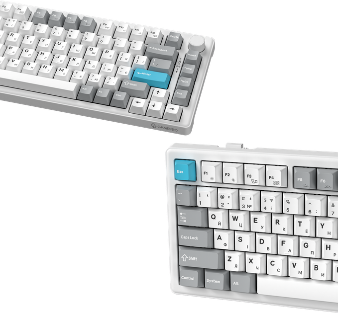Клавіатура бездротова GamePro Asgard Yord Keychron Super Red Switch Wireless/Bluetooth/USB White (MK266WH) - Фото 4 Клавіатура бездротова GamePro Asgard Yord Keychron Super Red Switch Wireless/Bluetooth/USB White (MK266WH) - зображення 4