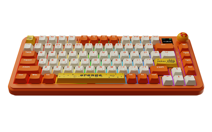 Беспроводная механическая клавиатура Ajazz AK820 MAX Avocado Switch Orange-White Theme-RGB--With Screen - Фото 5 Беспроводная механическая клавиатура Ajazz AK820 MAX Avocado Switch Orange-White Theme-RGB--With Screen - изображение 5