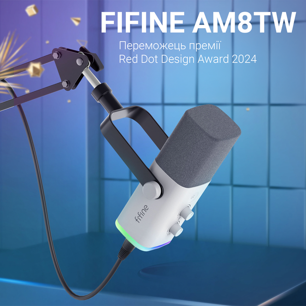 Мікрофон динамічний Fifine AM8TW USB/XLR White - изображение 2
