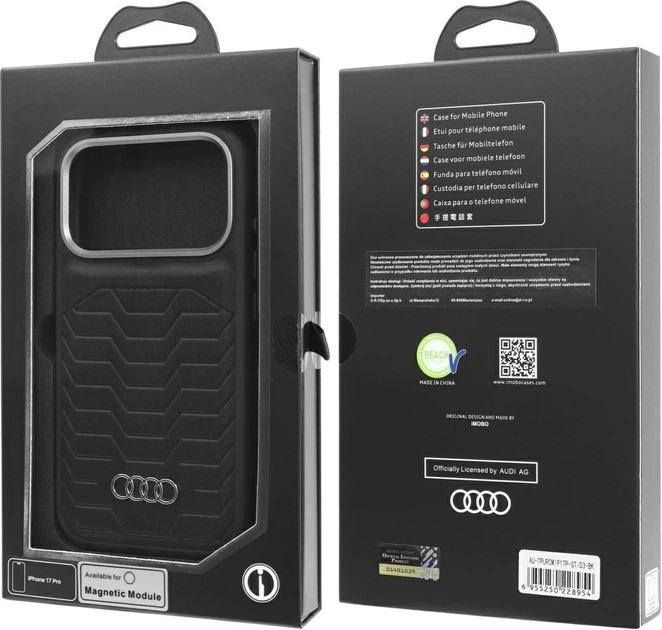Etui plecki Audi GT Synthetic Leather MagSafe do Apple iPhone 17 Pro Black (AU-TPUPCMIP17P-GT/D3-BK) - obraz 10