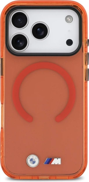 Etui plecki BMW M IML Shockproof Metal Logos MagSafe do Apple iPhone 17 Pro Orange (BMHMP17L25HSMLKO) - obraz 3