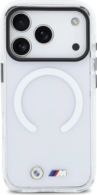 Etui plecki BMW M IML Shockproof Metal Logos MagSafe do Apple iPhone 17 Pro Transparent (BMHMP17L25HSMLKT) - obraz 3