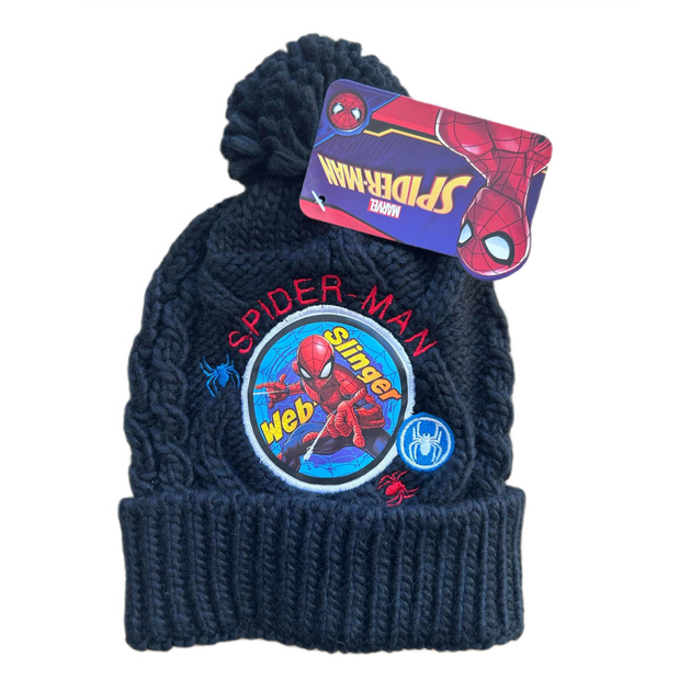 Дитяча зимова шапка Marvel Spiderman для хлопчика з помпоном сіра RH4074 BLACK 52 - Фото 1 Дитяча зимова шапка Marvel Spiderman для хлопчика з помпоном сіра RH4074 BLACK 52 - изображение 1