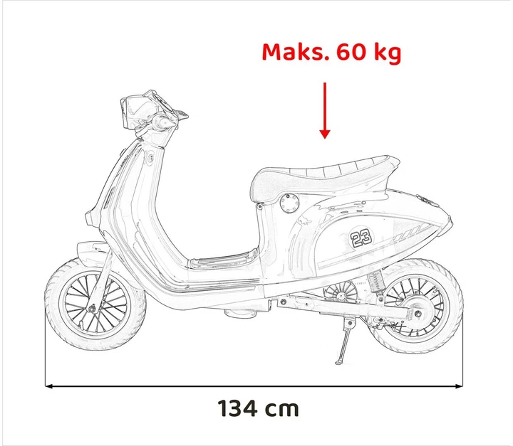 Skuter elektryczny dla dzieci Retro 23 1-osobowy Czerwony (5903864983593) - obraz 7