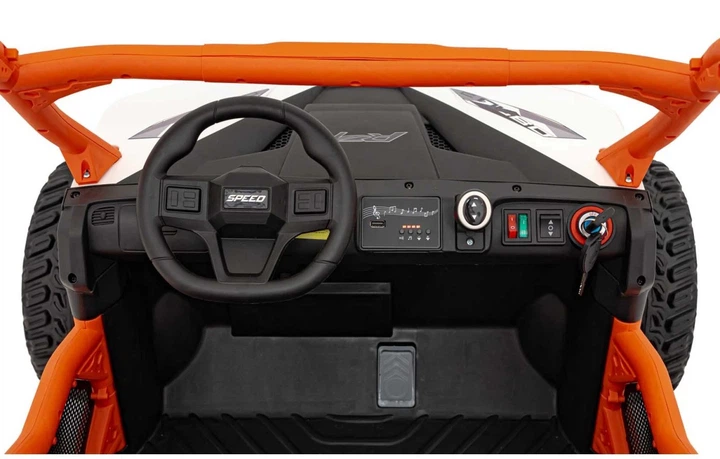 Samochód elektryczny dla dzieci Farmer Truck UTV Racing 2-osobowy Biało-pomarańczowy (5903864944082) - obraz 7