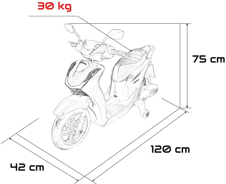 Motor elektryczny dla dzieci Skuter Honda SH125i 1-osobowy Czerwony (5903864960327) - obraz 7