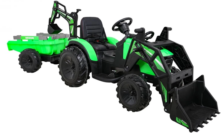 Traktor elektryczny dla dzieci 720-T z przyczepą 1-osobowy Zielony (5903864952339) - obraz 5