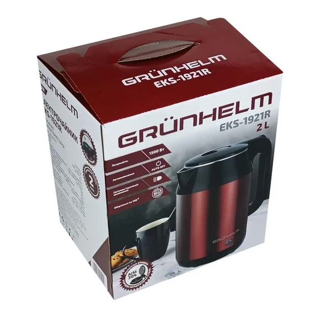 Електрочайник Grunhelm (EKS-1921R) 2л, 1500Вт, червоно-чорний - изображение 5