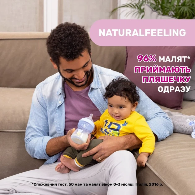 Пляшечка пластик Chicco Natural Feeling NEW, 150 мл, 0м+, Блакитний - зображення 5