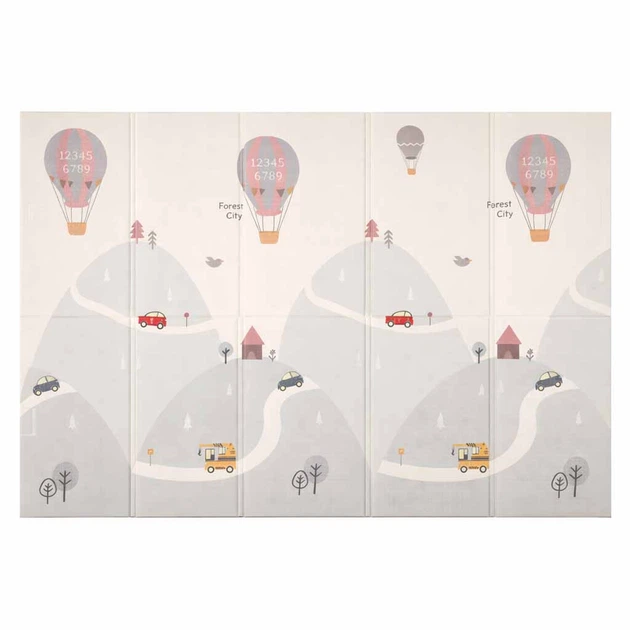 Mata piankowa edukacyjna KIK składana 150 x 200 cm Balony, ulica (5903039771383) - obraz 3