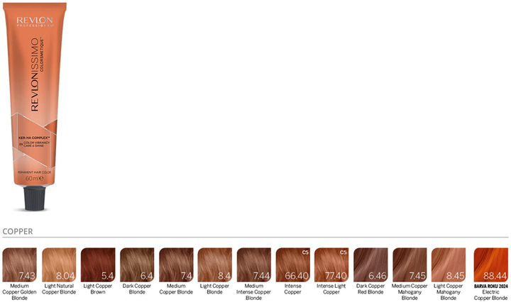 Краска для волос 88.44 Ультра светлый блонд интенсивно-медный Revlon Professional Revlonissimo Colorsmetique 60 мл - изображение 3