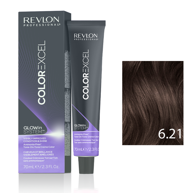 Безаміачна фарба Тон в Тон 6.21 Темний перламутрово-попелястий блонд Revlon Professional Color Excel 70 мл - зображення 2
