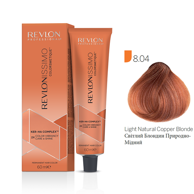 Краска для волос 8.04 Светлый блонд натурально-медный Revlon Professional Revlonissimo Colorsmetique 60 мл - Фото 1 Краска для волос 8.04 Светлый блонд натурально-медный Revlon Professional Revlonissimo Colorsmetique 60 мл - изображение 1