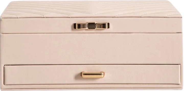 Шкатулка для прикрас Homla Hope дворівнева з бантиком бежева 24x17x10 см (5906496752735) - зображення 1