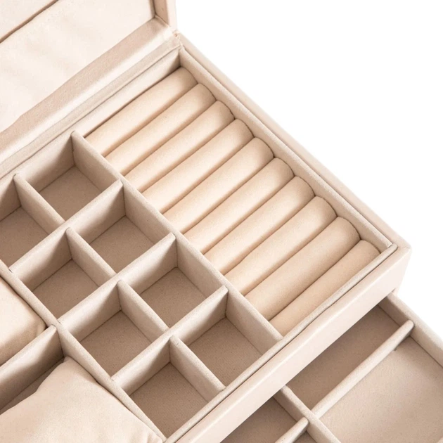 Шкатулка для прикрас Homla Hope дворівнева з бантиком бежева 24x17x10 см (5906496752735) - зображення 2