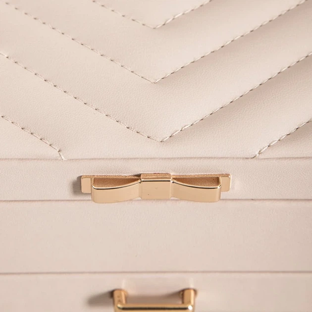 Шкатулка для прикрас Homla Hope дворівнева з бантиком бежева 24x17x10 см (5906496752735) - зображення 3