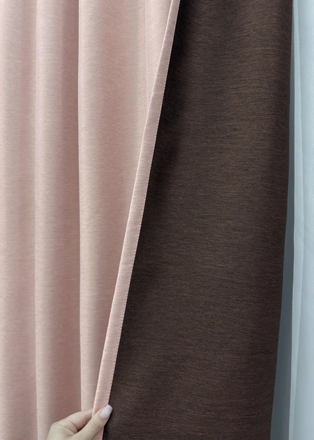 Комплект готових штор VR-Textil Блекаут двосторонній Eclipsе № 1793ш Пудровий 125х270 см 2 шт (39-962) - Фото 8 Комплект готових штор VR-Textil Блекаут двосторонній Eclipsе № 1793ш Пудровий 125х270 см 2 шт (39-962) - зображення 8