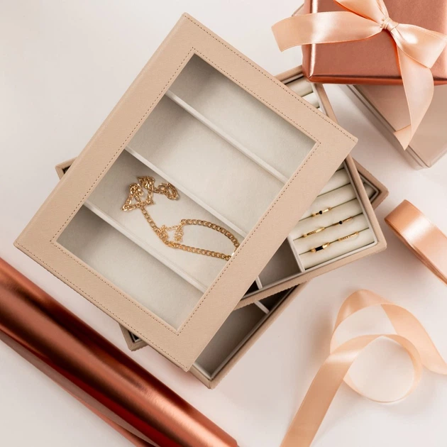 Шкатулка для прикрас Homla Ammra трирівнева бежева 25,3x18,2x11,4 см (5906496765704) - зображення 6