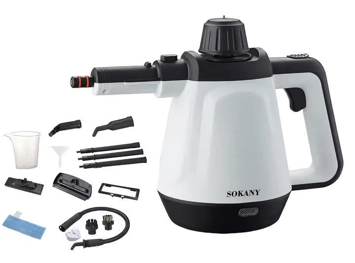 Пароочиститель Sokany SK-11047 White-Black ручной многофункциональный с набором насадок 1200 Вт (107-167-HP-UR-1) - изображение 2
