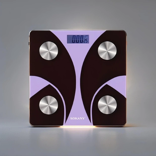 Фитнес-весы Sokany SK-19029B Purple Bluetooth смарт весы с диагностикой организма и закаленным стеклом (107-167-SK-19029V) - Фото 2 Фитнес-весы Sokany SK-19029B Purple Bluetooth смарт весы с диагностикой организма и закаленным стеклом (107-167-SK-19029V) - изображение 2