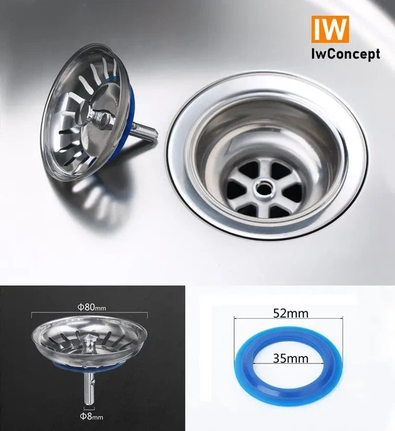 Сітка-клапан для мийки IwConcept PSS5 D80 304 Steel - зображення 5