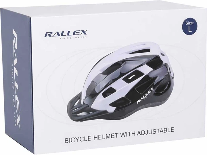 Kask rowerowy RALLEX L 58-62 cm Czarno-biały (5903039770713) - obraz 6