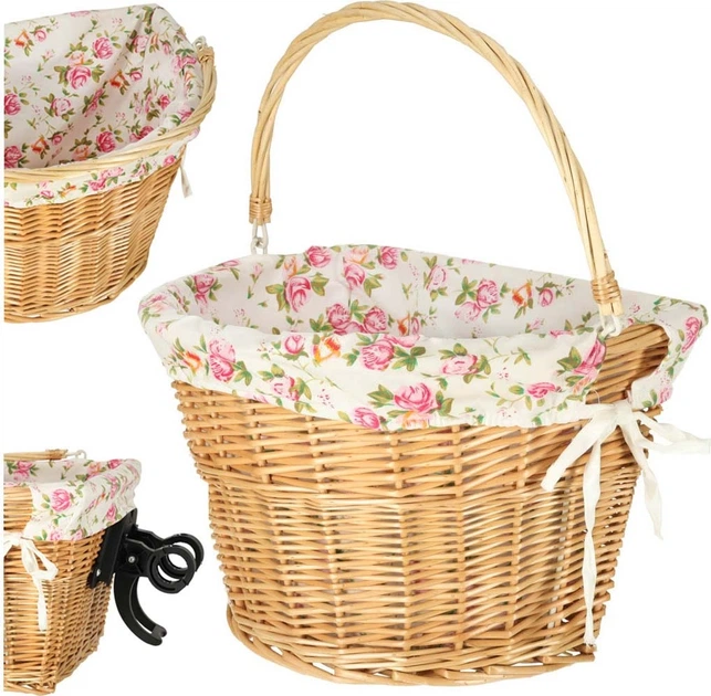 Kosz rowerowy RALLEX wiklinowy pleciony click na kierownicę w kwiaty (5903039742826) - obraz 10