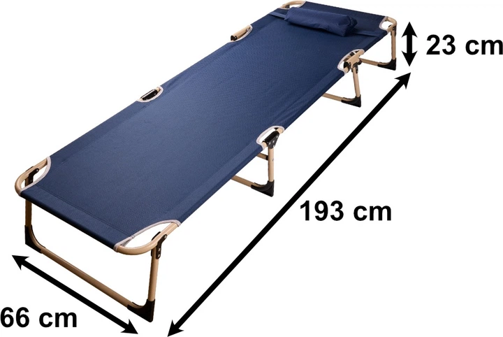 Łóżko polowe KIK LUARO z regulacją 193 cm Granatowe (5903039749214) - obraz 5