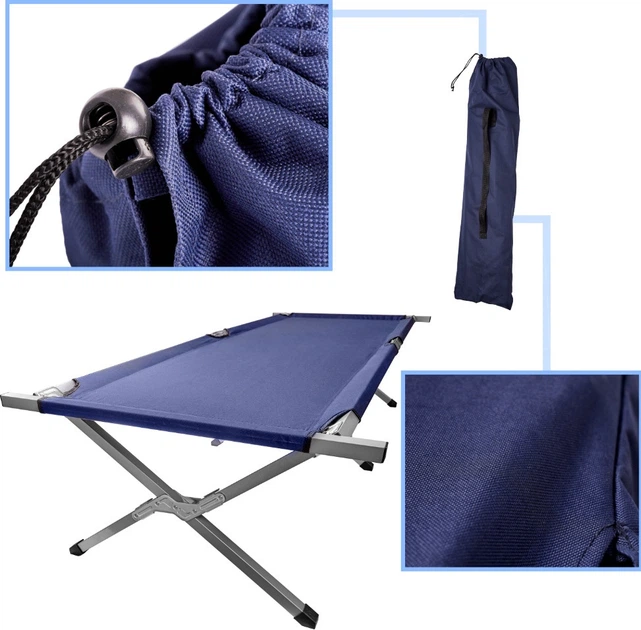 Łóżko polowe KIK LUARO XXL Niebieskie (5903039748101) - obraz 3