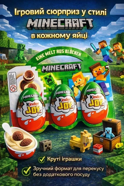 Набор Kinder Joy Minecraft Киндер джой Майнкрафт (коллекция 2026) 3×20 г - изображение 5