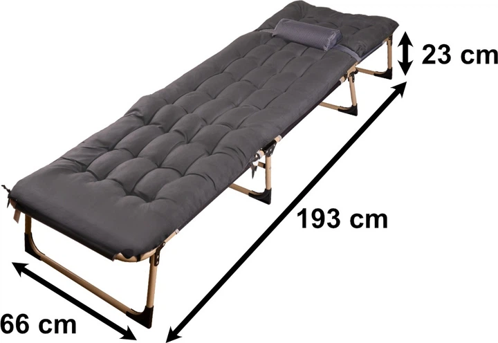Łóżko polowe KIK LUARO 193 cm Ciemny szary (5903039749184) - obraz 5