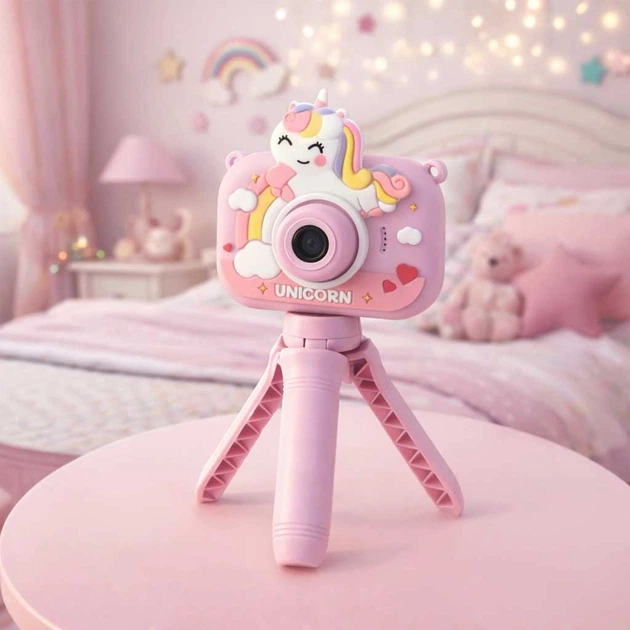 Цифрова камера дитяча KIK Єдиноріг на штативі Фіолетовий KX2858 (5903039770263) - зображення 12