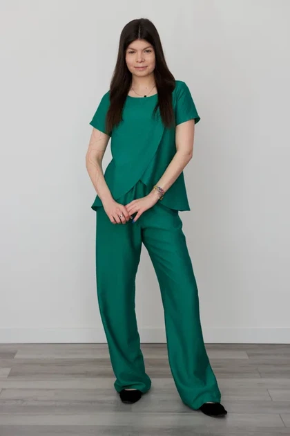 Костюм жіночий Estilo повсякдений-casual льон жатка зелений 02-103 44р - Фото 1 Костюм жіночий Estilo повсякдений-casual льон жатка зелений 02-103 44р - изображение 1